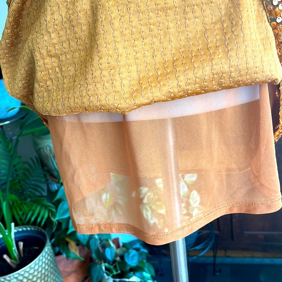 🧡 Free People Intimately Free Golden Velvet Sequin Strapped Cocktail Dress - Picture 13 of 17